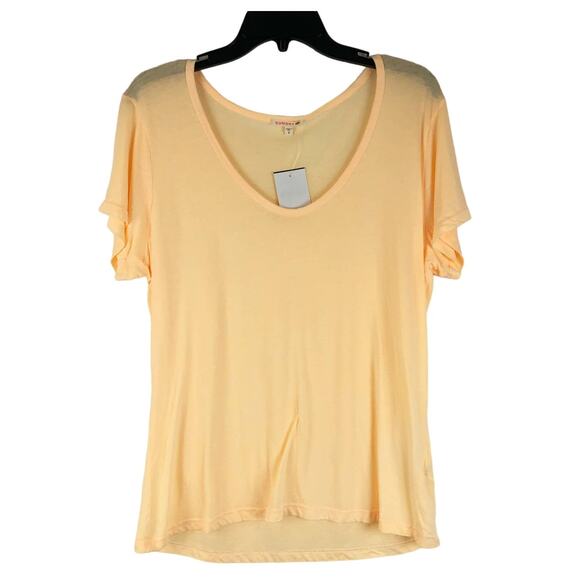 Sundry Womens T Shirt 3 Large Yellow Scoop Neck Short Sleeve Lightweight NWT - Picture 1 of 6